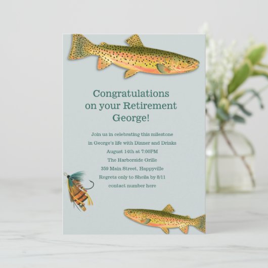 大人の魚釣りをテーマにしたパーティの招待状 招待状 (スタンド正面)