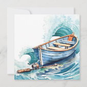 大人の魚釣り誕生日パーティーの水色 サンキューカード (裏面)