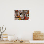 大人の黒のキャップ《鳥》アメリカゴガラで雪,グランド ポスター (キッチン)