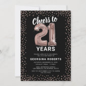 大人の21歳誕生日 ローズゴールド 招待状 (正面)