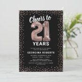 大人の21歳誕生日 ローズゴールド 招待状 (スタンド正面)
