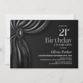 大人への第一歩、21歳の誕生日パーティー ブラックカーテンのデザイン 招待状 (正面)