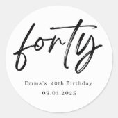 大人への第一歩、40歳の誕生日パーティーステッカー ラウンドシール (正面)