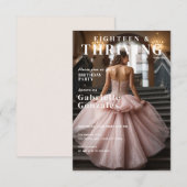 大人への門戸、華やかに十八歳の誕生日 招待状 (正面/裏面)