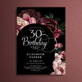 大人への門扉、30歳の誕生日 - 深紅とピンクの芍薬 招待状