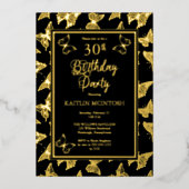大人への階段 30歳の誕生日 ブラックゴールド 箔招待状 (正面)