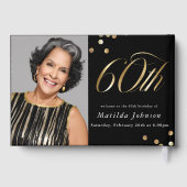 大人への階段 60歳の誕生日 ブラック＆ゴールドの記念写真 ゲストブック (裏面)