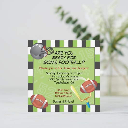 大人または子供のためのサッカーパーティの招待状 招待状 (スタンド正面)