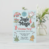 大人または子供のレトロドードルクリスマスパーティー 招待状 (スタンド正面)