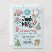 大人または子供のレトロドードルクリスマスパーティー 招待状 (正面)