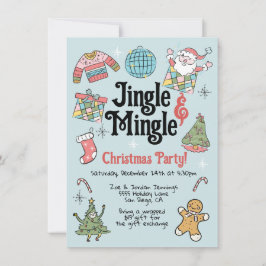 大人または子供のレトロドードルクリスマスパーティー 招待状