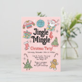 大人または子供のレトロドードルクリスマスパーティー 招待状 (スタンド正面)