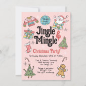 大人または子供のレトロドードルクリスマスパーティー 招待状 (正面)