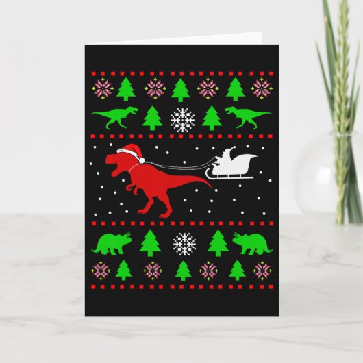 大人も子供も！恐竜のユーハガクリスマスセーター カード (正面)