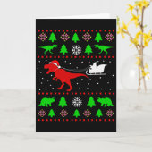 大人も子供も！恐竜のユーハガクリスマスセーター カード (黄色い花)