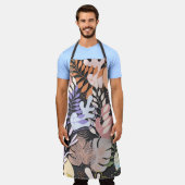 大人エプロン：離れ抽象芸術（灰色） エプロン (着用した状態)