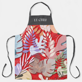 大人エプロン:離れ抽象芸術(赤)&文字バー エプロン