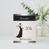 大人エレガントな女性のためのシルバー 誕生日パーティー 2 招待状 (スタンド正面)