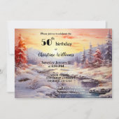 大人エレガント芸術的の冬の誕生日パーティー 招待状 (正面)