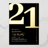 大人エレガント21歳の誕生日パーティーフォイル招待状 箔招待状 (正面)