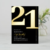 大人エレガント21歳の誕生日パーティーフォイル招待状 箔招待状 (立ち正面)