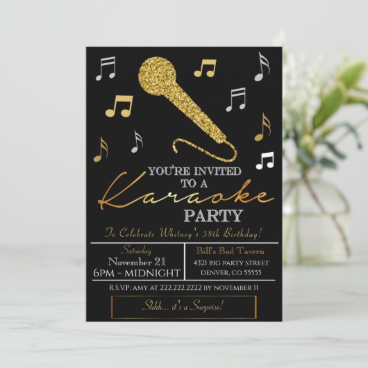 大人カラオケパーティーの招待状 招待状 (スタンド正面)