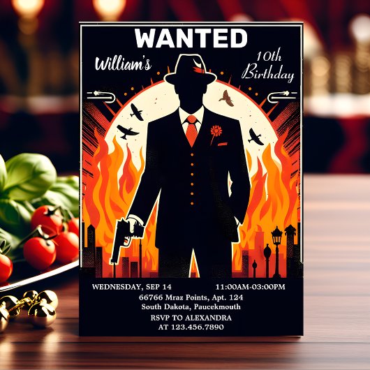 大人クールの子供90年代の少年レトロマフィア10誕生日 招待状