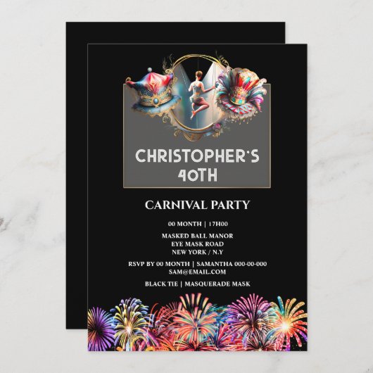 大人サーカスカーニバル不機嫌ハッター花火パーティー 招待状 (正面/裏面)