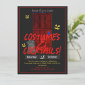大人シンプルの暗いハローウィンパーティ神秘的なドア 招待状 (スタンド正面)