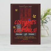 大人シンプルの暗いハローウィンパーティ神秘的なドア 招待状 (スタンド正面)