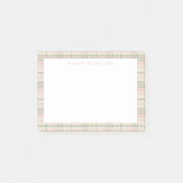 大人シンプル ピンク グリーン ブロックチェック ポストイット