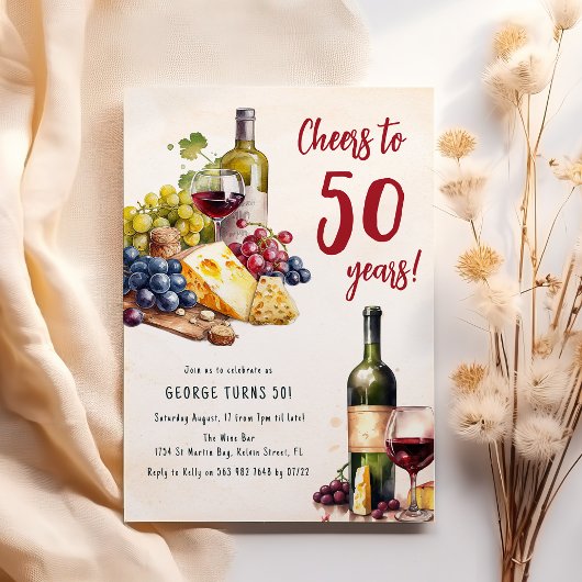 大人チーズとワインシャルキュテリー50誕生日 招待状