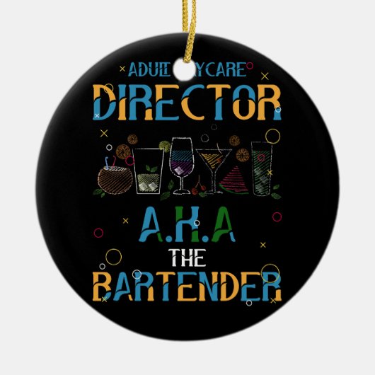大人デイサービスディレクターA.K.A.バーテンダーDri セラミックオーナメント (正面)
