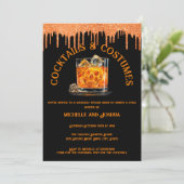 大人ハロウィンカクテルとコスチュームパーティースカル 招待状 (スタンド正面)