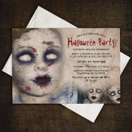 大人ハロウィンパーティーのための怖い人形デザイン 招待状