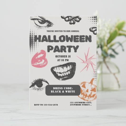 大人ハロウィンパーティー ビンテージ招待状  招待状 (スタンド正面)