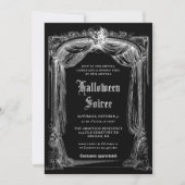 大人ハロウィンパーティー ブラック ヴィンテージ ゴシック 招待状 (正面)