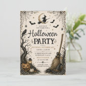 大人ハロウィンパーティー ヴィンテージ スカル 招待状 (スタンド正面)