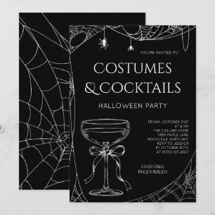 大人ハロウィンパーティー:可愛いコスチュームとカクテル 招待状