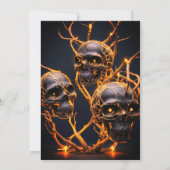 大人ハロウィン誕生日パーティー ネオン スカル モダン 招待状 (裏面)