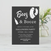 大人ハロウィン お化けとお酒 ブラック招待状 招待状 (スタンド正面)