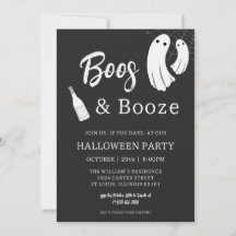 大人ハロウィン お化けとお酒 ブラック招待状