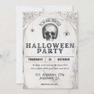 大人ハロウィン ドクロ パーティー ビンテージ インビテーション