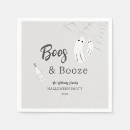 大人ハロウィン ライトグレー招待状 Boos & Booze スタンダードカクテルナプキン