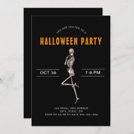 大人ハロウィーンの衣装パーティースケルトン黒い招待客 招待状