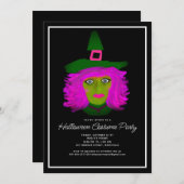 大人ハロウィーンの衣装パーティー魔女 招待状 (正面/裏面)