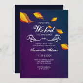 大人ハロウィーン招待状衣装パーティー紫 招待状 (正面/裏面)