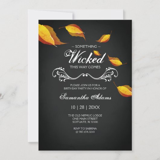 大人ハロウィーン招待状衣装パーティー紫 招待状 (正面)