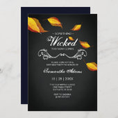 大人ハロウィーン招待状衣装パーティー紫 招待状 (正面/裏面)