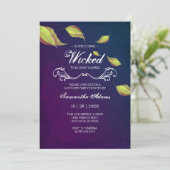 大人ハロウィーン招待状衣装パーティー紫 招待状 (スタンド正面)